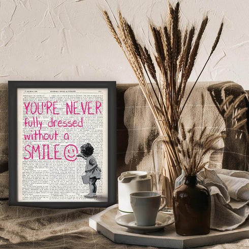 Posterizer 1 pcs-You're never fully dressed without a smile quote-Motivational & Inspirational Art-Gift for Couples boyfriend girlfriend Husband W...